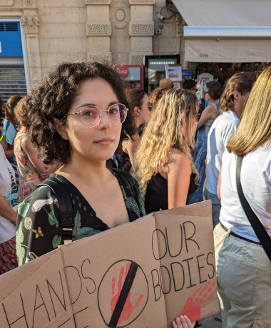 Alexia DeBono Volt Malta Co-President Pro Choice Protest